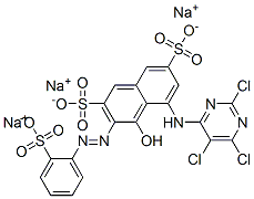 trisodium 4-hydroxy-3-[(2-sulphonatophenyl)azo]-5-[(2,5,6-trichloropyrimidin-4-yl)amino]naphthalene-2,7-disulphonate 分子式结构图