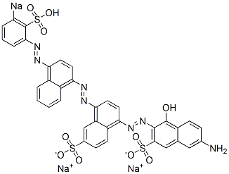 6'-Amino-1'-hydroxy-4-[[4-[(3-sodiosulfophenyl)azo]-1-naphthalenyl]azo][1,2'-azobisnaphthalene]-3',6-disulfonic acid disodium salt分子式结构图