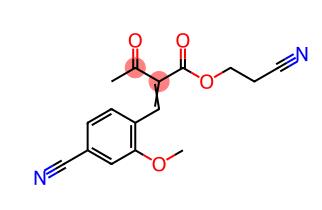 2-氰乙基2-(4-氰基-2-甲氧基亚苄基)-3-氧代丁酸酯分子式结构图