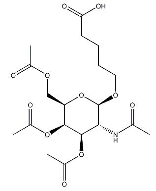 5-[[(2R,3R,4R,5R,6R)-3-乙酰氨基-4,5-二乙酰氧基-6-(乙酰氧基甲基)-2-四氢吡喃基]氧基]戊酸分子式结构图