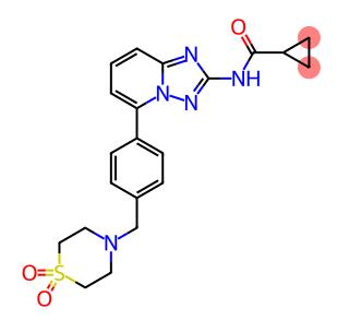 N-[5-[4-[(1,1-二氧代-4-硫代吗啉基)甲基]苯基][1,2,4]三唑并[1,5-A]吡啶-2-基]环丙烷甲酰胺分子式结构图