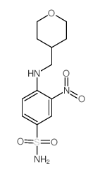 3-硝基-4-[[(四氢-2H-吡喃-4-基)甲基]氨基]苯磺酰胺分子式结构图