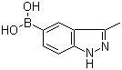 B-(3-甲基-1H-吲唑-5-基)硼酸分子式结构图