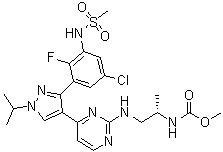 (S)-[1-[[4-[3-[5-氯-2-氟-3-(甲基磺酰胺基)苯基]-1-异丙基-1H-吡唑-4-基]嘧啶-2-基]氨基]丙-2-基]氨基甲酸甲酯分子式结构图