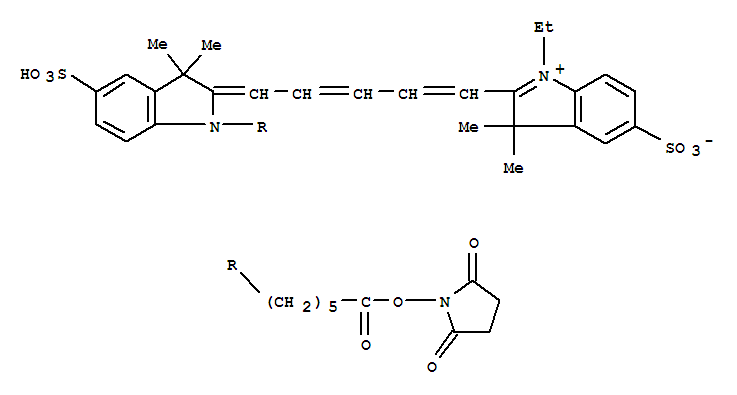 磺酸基-Cy5-N-羟基琥珀酰亚胺酯分子式结构图