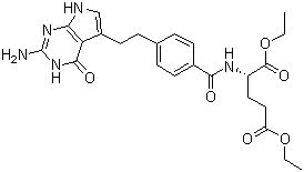 N-(4-(2-(2-氨基-4-氧代-4,7-二氢-3H-吡咯并[2,3-d]嘧啶-5-基)乙基)苯甲酰基)-L-谷氨酸二乙酯分子式结构图