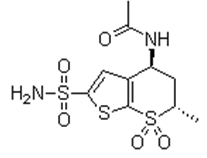 N-[(4S,6S)-6-甲基-7,7-二氧代-2-磺酰胺基-5,6-二氢-4H-噻吩并[2,3-b]噻喃-4-基]乙酰胺分子式结构图