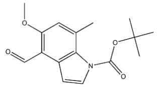 5-甲氧基-7-甲基-T-BOC-1H-吲哚-4-甲醛分子式结构图