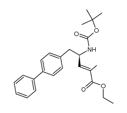 (R,E)-乙基 5-([1,1'-联苯]-4-基)-4-((叔丁氧羰基)氨基)-2-甲基-2-戊烯酸分子式结构图