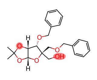 3-O-苄基-4-C-苄氧甲基-1,2-O-异亚丙基-Α-D-呋喃核糖分子式结构图