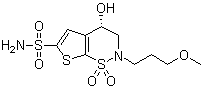 (S)-3,4-二氢-4-羟基-2-(3-甲氧丙基)-2H-噻吩并[3,2-e]-1,2-噻嗪-6-磺酰胺 1,1-二氧化物分子式结构图