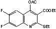 4-乙酰氧基-6,7-二氟-2-乙硫基喹啉-3-羧酸乙酯分子式结构图