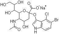 5-溴-4-氯-3-吲哚基-alpha-D-N-乙酰神经氨酸钠盐分子式结构图