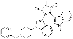 3-(1-甲基-1H-吲哚-3-基)-4-(1-(1-(2-吡啶甲基)-4-哌啶基)-1H-吲哚-3-基)-1H-吡咯-2,5-二酮分子式结构图