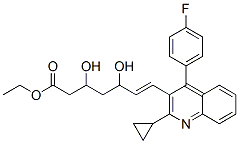 (E)-3,5-二羟基-7-[2-环丙基-4-(4-氟苯基)-3-喹啉基]庚-6-烯酸乙酯分子式结构图