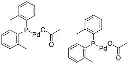 反式-二(mu-乙酸基)双[o-(二邻甲苯磷)苄基]二钯分子式结构图