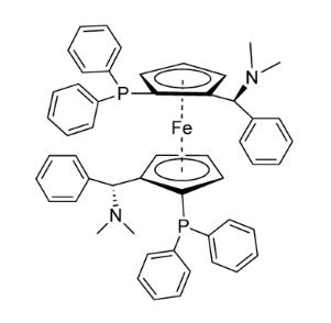 (1R,1'R)-1,1'-双(二苯基膦基)-2,2'-双[(R)-(二甲氨基)苯基甲基]二茂铁分子式结构图