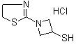 1-(4,5-二氢-2-噻唑基)氮杂环丁烷-3-硫醇盐酸盐分子式结构图