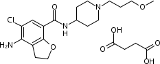 丁二酸 4-氨基-5-氯-2,3-二氢-N-[1-(3-甲氧基丙基)-4-哌啶基]-7-苯并呋喃甲酰胺分子式结构图