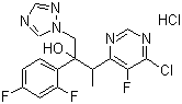 (2R,3S/2S,3R)-3-(6-氯-5-氟嘧啶-4-基)-2-(2,4-二氟苯基)-1-(1H-1,2,4-三唑-1-基)-2-丁醇盐酸盐分子式结构图