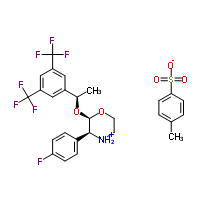 (2R,3S)-2-[(1R)-1-[3,5-双(三氟甲基)苯基]乙氧基]-3-(4-氟苯基)吗啉对苯甲磺酸盐分子式结构图