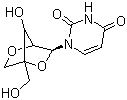 1-(2'-O,4-C-甲桥-beta-D-呋喃核糖基)尿苷分子式结构图