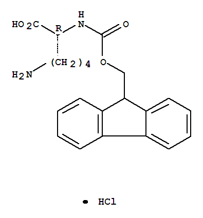 N-(9-芴甲氧羰基)-D-赖氨酸盐酸盐分子式结构图