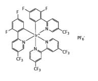 二[2-(2,4-二氟苯基)-5-三氟甲基吡啶][4,4'-二(三氟甲基)-2,2'-联吡啶]铱(III)六氟磷酸盐分子式结构图