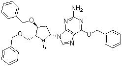 6-苄氧基-9-[(1S,3R,4S)-2-亚甲基-4-苄氧基-3-苄氧基甲基环戊基]-9H-嘌呤-2-胺分子式结构图