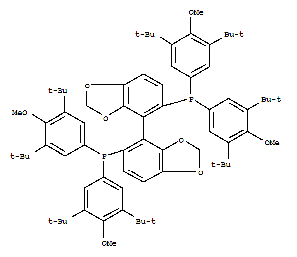 (S)-(+)-5,5'-双[二(3,5-二叔丁基-4-甲氧基苯基)膦]-4,4'-二-1,3-苯并二噁茂分子式结构图