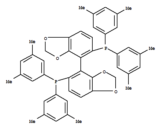 (S)-(-)-5,5-双[二(3,5-二甲苯基)膦基]-4,4-二-1,3-苯并二氧杂环戊烯分子式结构图