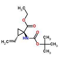 (1R,2S)-1-叔丁氧羰基氨基-2-乙烯基环丙烷甲酸乙酯分子式结构图