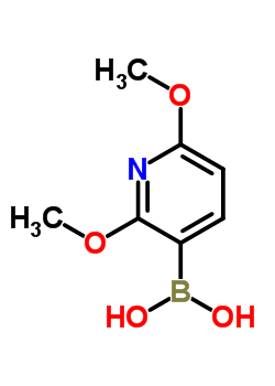 2,6-二甲氧基吡啶-3-硼酸分子式结构图