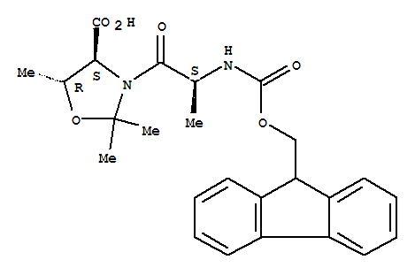 (4S,5R)-3-(N-芴甲氧羰基丙氨酰)-2,2,5-三甲基恶唑烷-4-羧酸分子式结构图