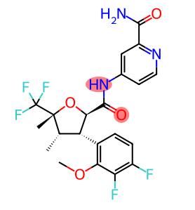 4-[[[(2R,3S,4S,5R)-3-(3,4-二氟-2-甲氧基苯基)四氢-4,5-二甲基-5-(三氟甲基)-2-呋喃基]羰基]氨基]-2-吡啶甲酰胺分子式结构图
