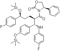 3-[(2R,5S)-5-(4-氟苯基)-2-[(S)-[(4-氟苯基(氨基)]][4-(三甲基硅)氧]苯基]甲基]-1-氧代-5-[(三甲基硅)氧]苯基]-4-苯基-(4S)-2-恶唑烷酮分子式结构图