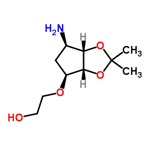 2-[[(3AR,4S,6R,6AS)-6-氨基四氢-2,2-二甲基-4H-环戊烯并-1,3-二氧杂环戊烷-4-基]氧基]乙醇分子式结构图
