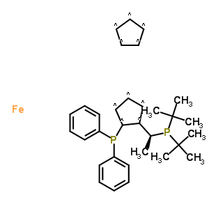 (S)-1-[(RP)-2-(二苯基膦基)二茂铁]乙基二叔丁基膦分子式结构图