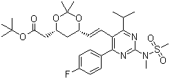 6-[(1E)-2-[4-(4-氟苯基)-6-异丙基-2-[甲基(甲磺酰)氨基]-5-嘧啶]乙烯基]-2,2-二甲基-1,3-二氧六环-4-乙酸叔丁酯分子式结构图