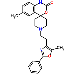 6-甲基-1,1'-[2-(5-甲基-2-苯基-4-恶唑基)乙基]-螺[4H-3-1,1-苯并恶嗪-4,4'-哌啶]-2(1H)-酮分子式结构图
