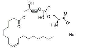 化合物 1-OLEOYL-2-HYDROXY-SN-GLYCERO-3-PHOSPHO-L-SERINE SODIUM分子式结构图