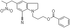 1-[3-(苯甲酰氧基)丙基]-2,3-二氢-5-(2-硝基丙基)-1H-吲哚-7-甲腈分子式结构图