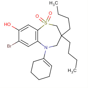 7-溴-3,3-二丁基-1-羟基-5-苯基-2,3,4,5-四氢-1,5-苯并噻嗪-1,1-二氧化物分子式结构图