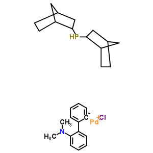 氯-[2'-(二甲氨基)-2-联苯基]-(二去甲冰片基膦)-钯分子式结构图