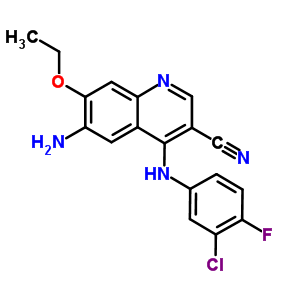 6-氨基-4-(3-氯-4氟苯氨基)-7-乙氧基喹啉-3-腈分子式结构图