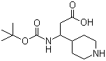 3-(N-Boc-氨基)-3-(4-哌啶基)丙酸分子式结构图