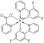 双(4,6-二氟苯基吡啶-N,C2)吡啶甲酰合铱分子式结构图