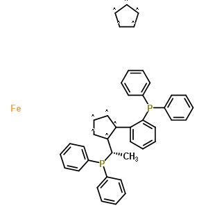 (R)-1-{(RP)-2-[2-(二苯基膦)苯基]二茂铁基}乙基二苯基膦分子式结构图