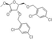 1-O-甲基-3,5-二-O-[(2,4-二氯苯基)甲基]-alpha-D-赤式戊呋喃糖苷-2-酮分子式结构图