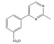 3-(2-甲基-4-嘧啶基)苯磺酰氯分子式结构图